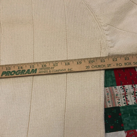 Cotton Traders mens knit sweater size large vintage cream 100% cotton fireside - Picture 5 of 7